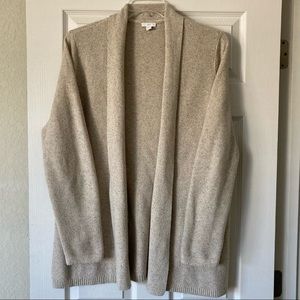 Tan knit open cardigan sweater with flecks of color size L